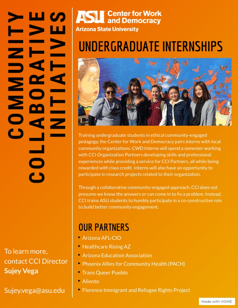 CCI flyer for undergraduate internships.