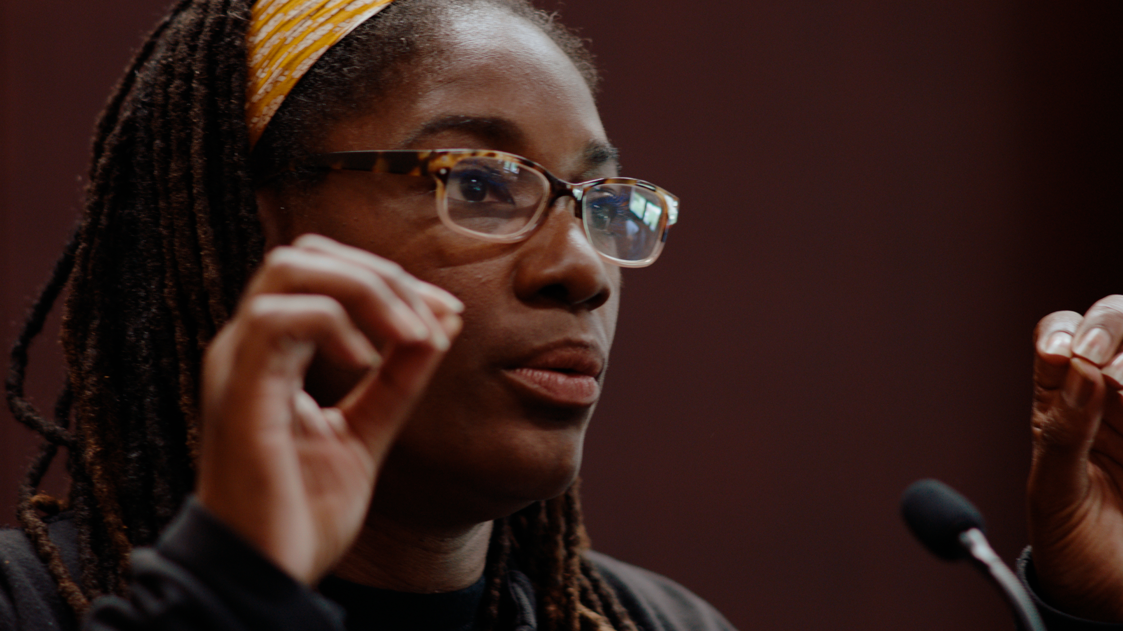 Marcia Howard gestures during her keynote speech.