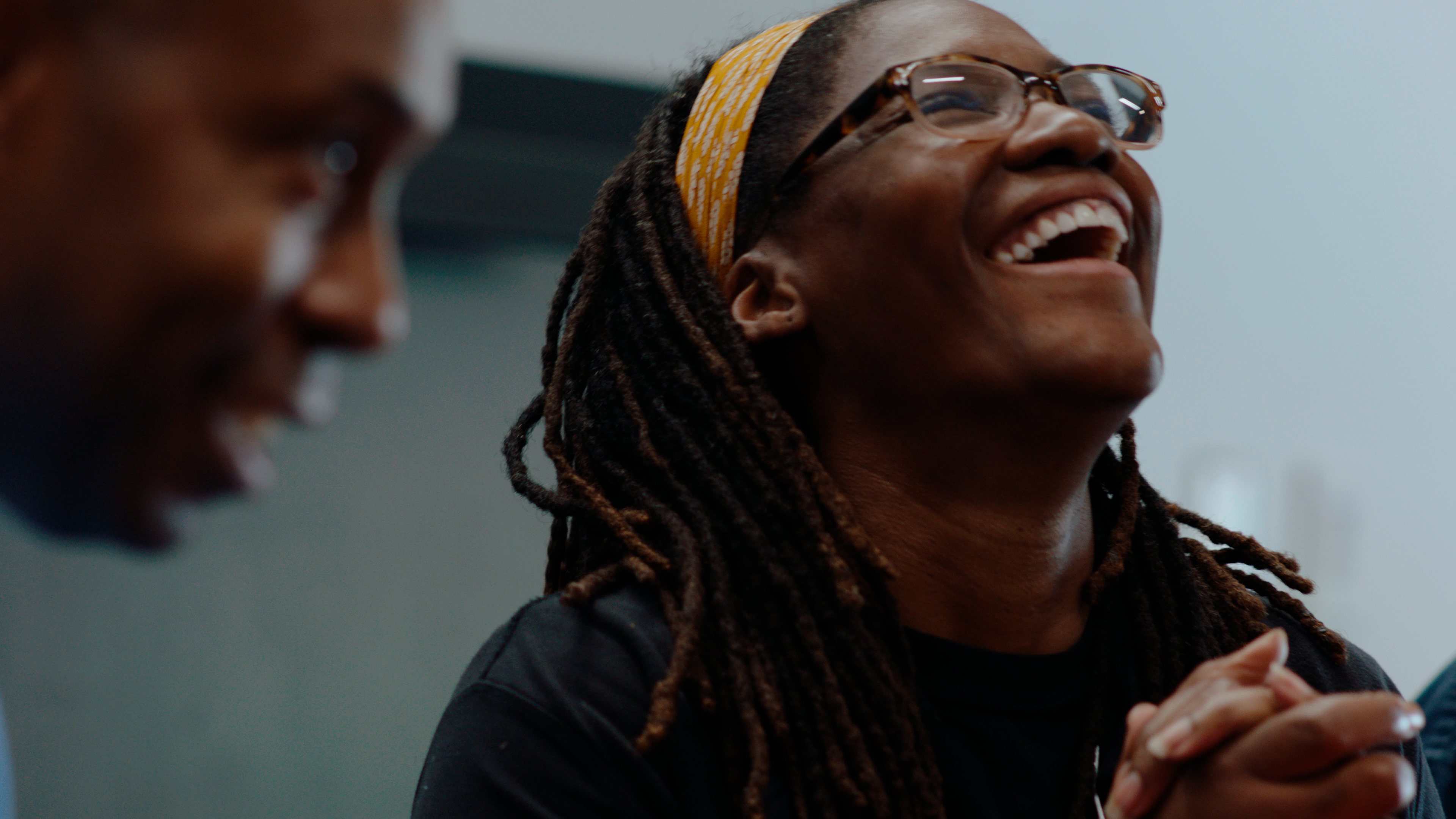 Marcia Howard and Rashad Shabazz share a laugh.