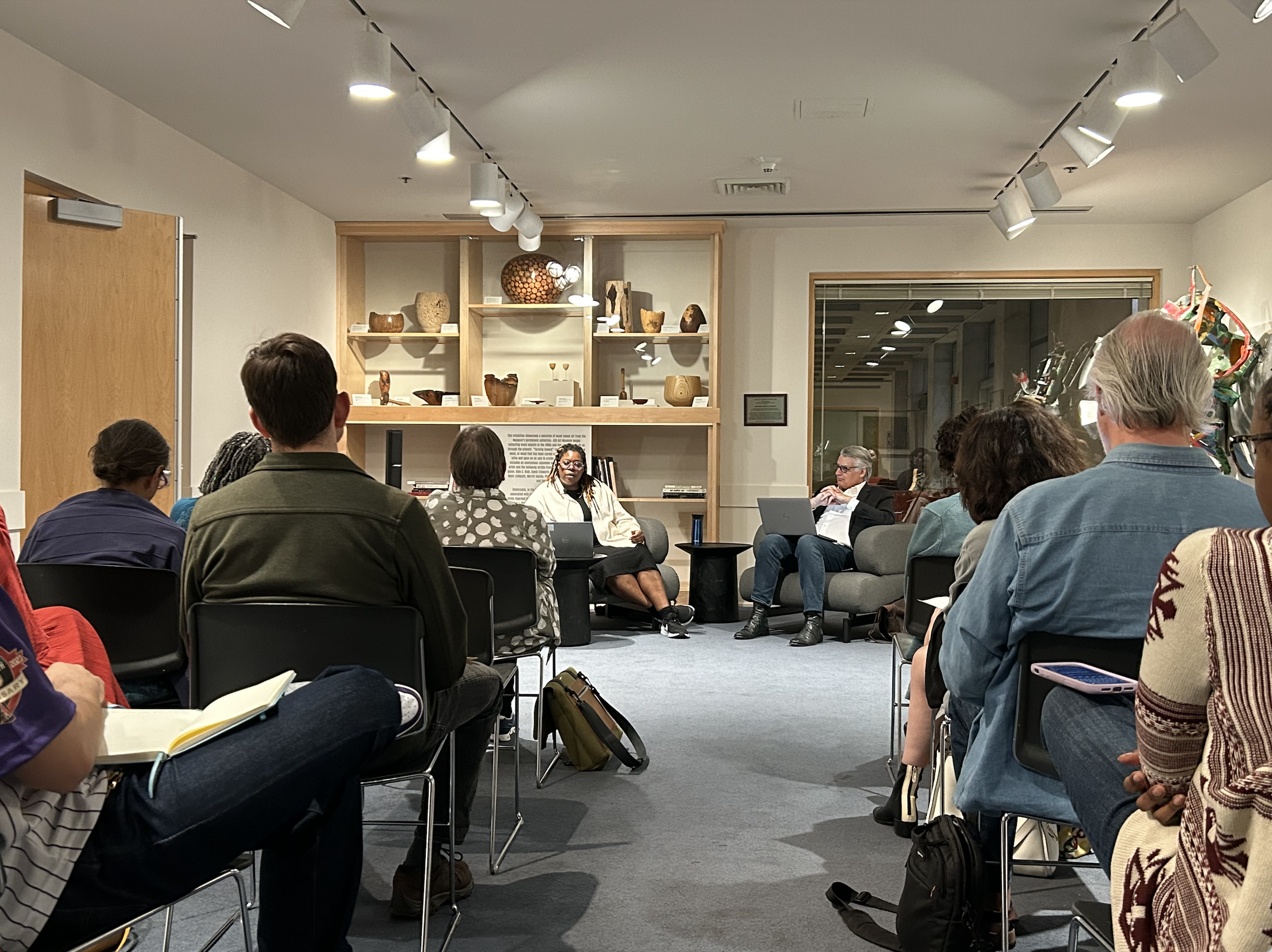 The audience listens to Deva Woodly at the "Politics of Care" event on April 4, 2024