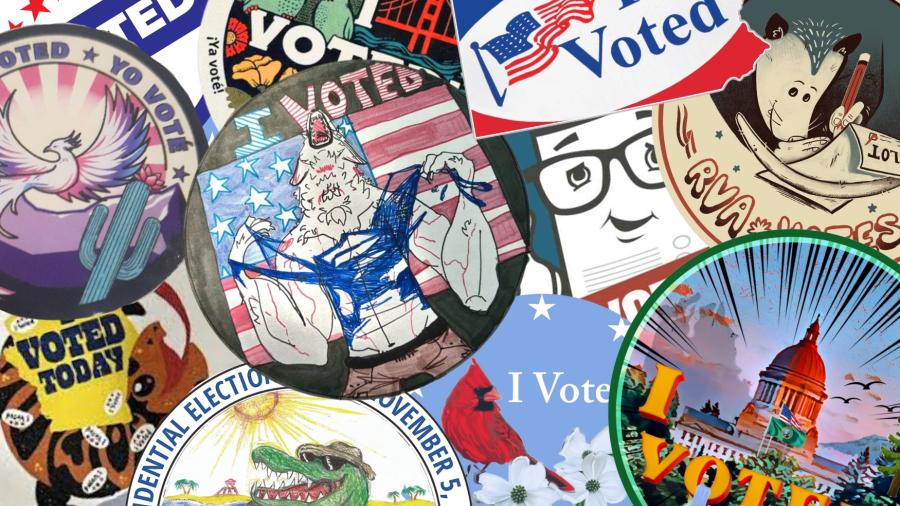 collection of "I Voted" stickers from across the US